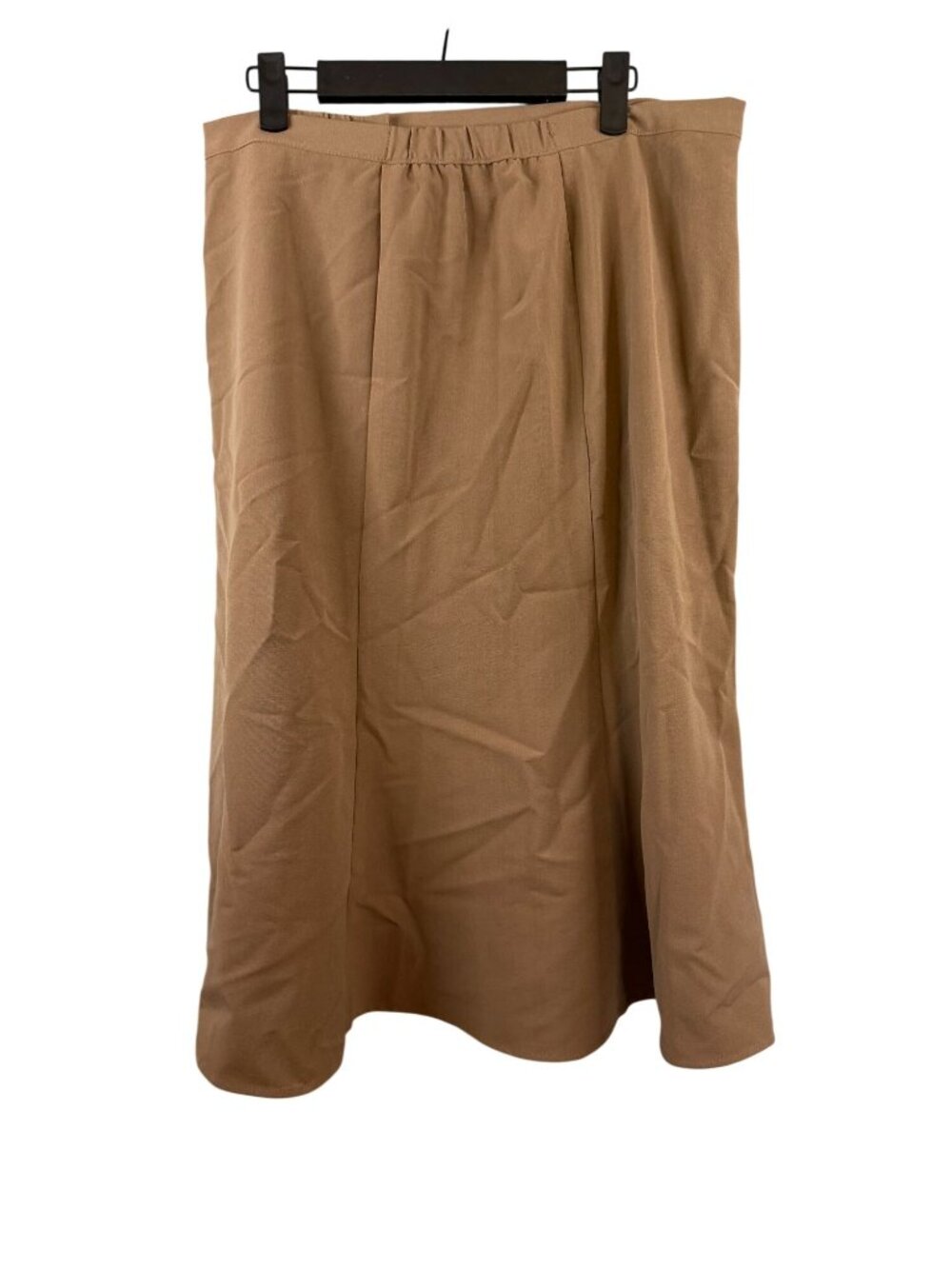 Southern Lady Womens Tan Midi Skirt Size 14 Polyester Blend Elastic Waist